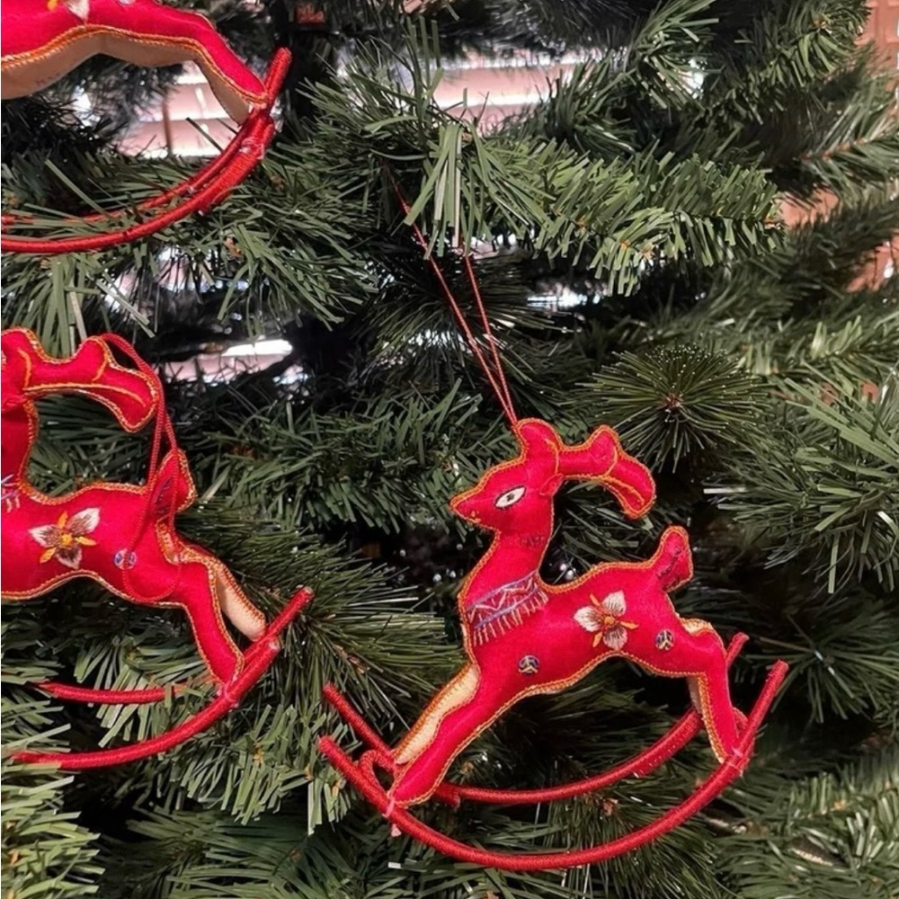 Rocking Reindeer • Vintage • Red • Christmas • Embroidery • Sequins• 7 Ornaments - Picture 12 of 14